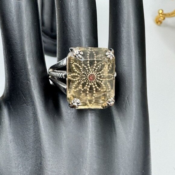 Fashion Art Deco Style NRT Crystal Filigree Sz 10.5 Statement Silver Tone Ring - Picture 1 of 12